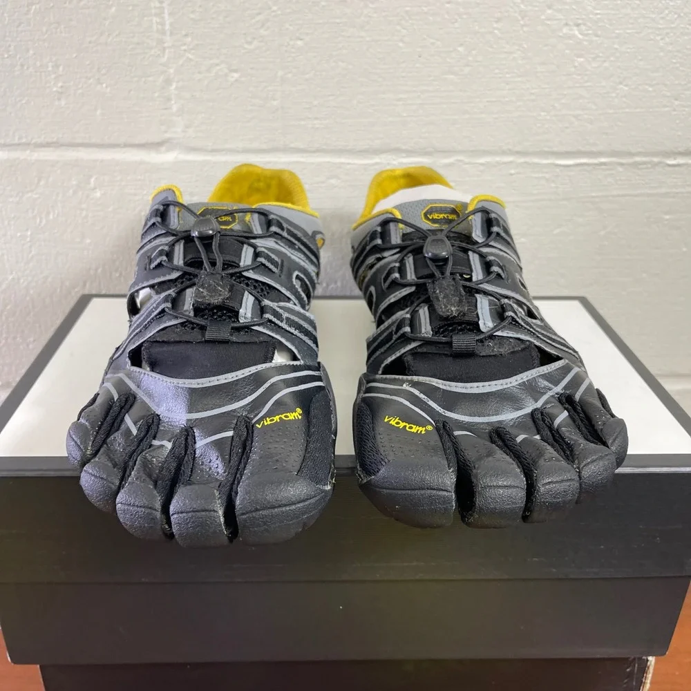 Vibram Fivefingers Treksport Sandal Gray Black Yellow Barefoot Running Mens 13 M